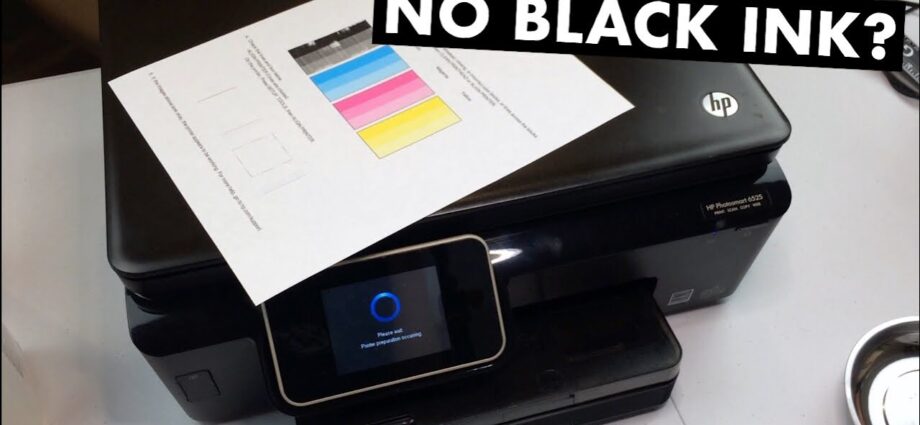 hp printer black ink not printing