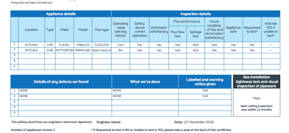Gas Safety Certificate